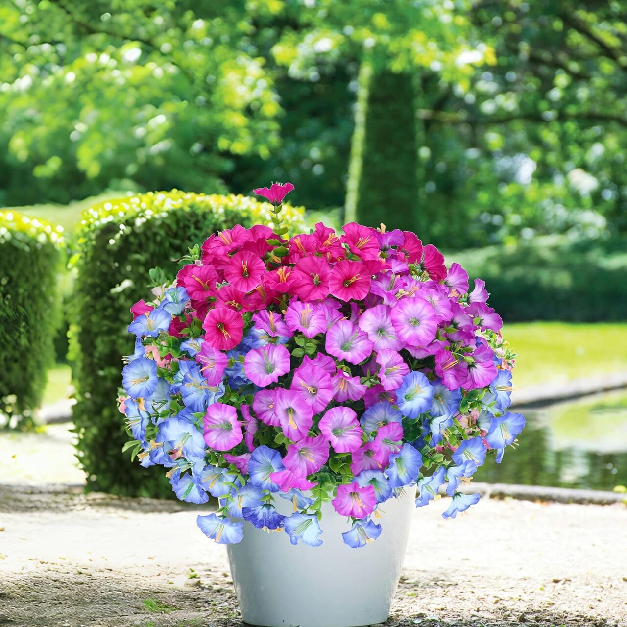 Summer Bushes Outdoor Artificial Flowers 9 Bundles Fake Flowers